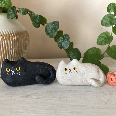 【受注制作】黒猫と白猫とハロウィンカボチャ♡