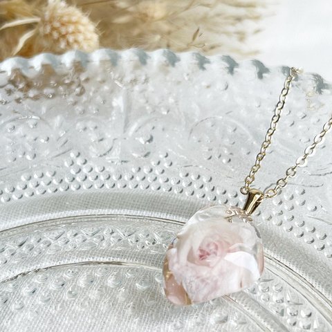 ［再販］.*･ﾟコロンと薔薇necklace(ベイビーピンク).ﾟ･*.#365  ペンダントトップ