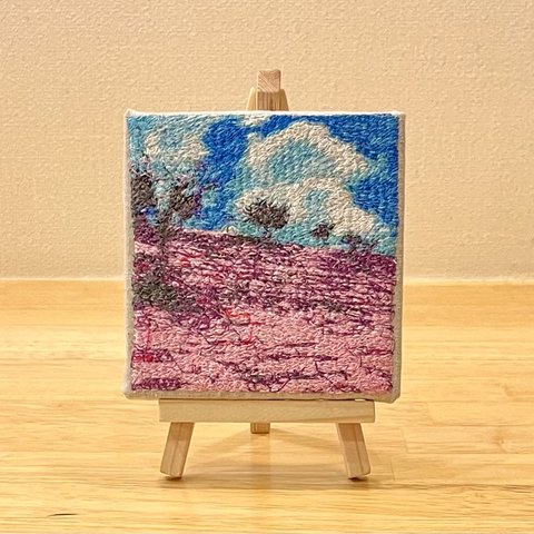 刺繍アート　ファブリックミニパネル＆イーゼル　芝桜公園