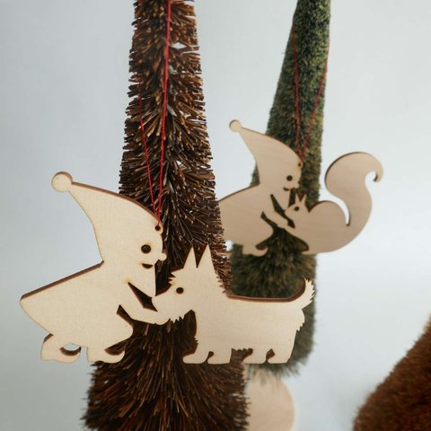 ドイツ木製 オーナメント ノーム +ドッグ　[WIB-S-11]クリスマス もみの木 白樺ドワーフ トントゥ トムテ