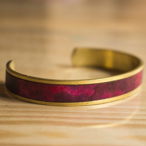 [革の水彩画 : 紅紫] Brass Bangle