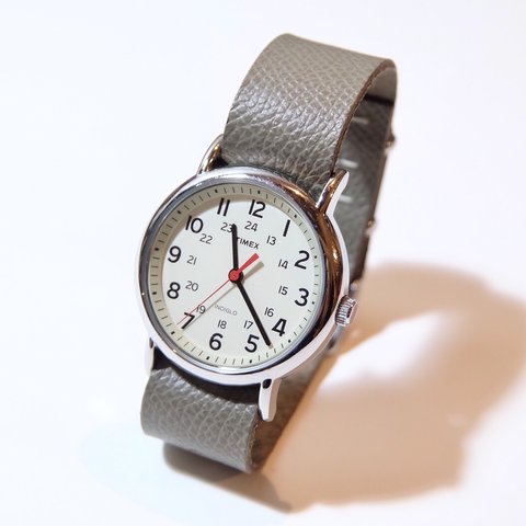 シンプルウォッチ  腕時計 革ベルトセット グレージュ TIMEX
