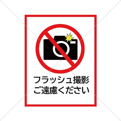 注意喚起！【カメラ禁止・撮影禁止・禁止マーク・禁止サイン】フラッシュ撮影ご遠慮くださいステッカーシール♪店舗などで大活躍！【色付きシール・防水・店舗・美術館・施設】