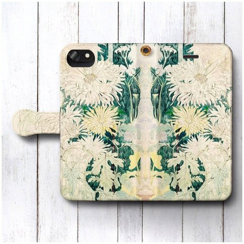 【ホイエマ 菊 秋の植物】 スマホケース手帳型 全機種対応 絵画 iPhone12 耐衝撃 かわいい
