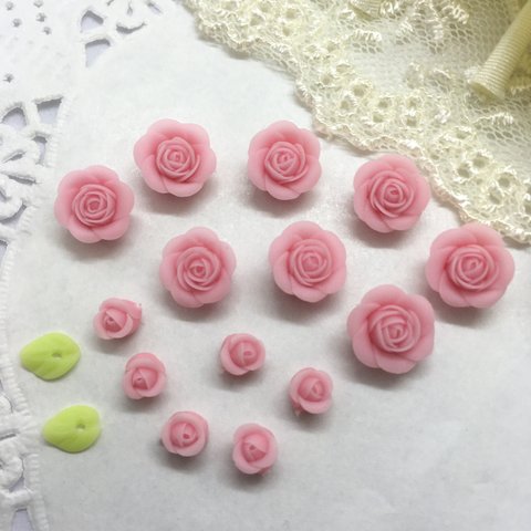 5 ピンク　ハンドメイド パーツ    材料  樹脂　薔薇