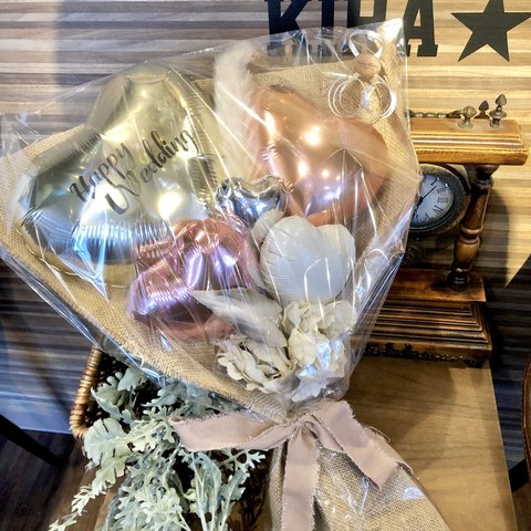 【花束バルーンブーケL】手持ちバルーン　花束　結婚式　謝恩会　卒業　卒園　お祝い