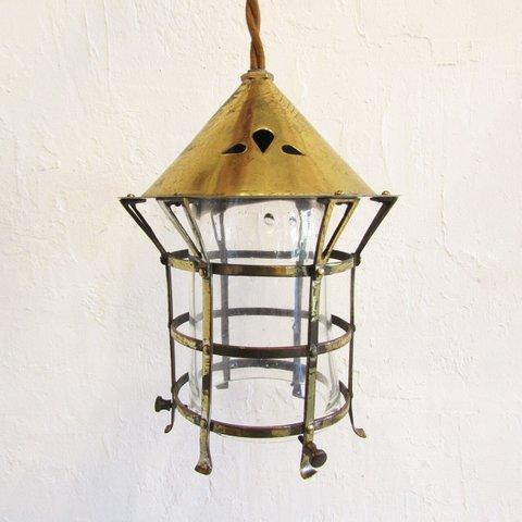 1900s UK Antique Arts And Crafts Brass Lantern