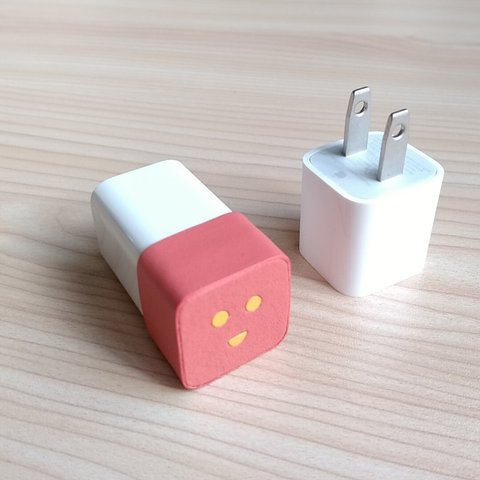 スマホ充電器のスマートレザーキャップ　FACE☆UHUHU　ピンク