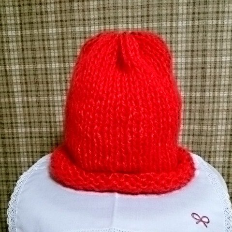 モヘアのシンプルニット帽☆赤☆
