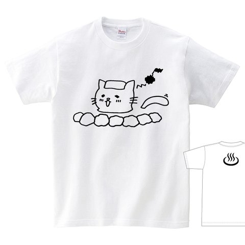 送料無料　ちょっと音痴だった…温泉ねこＴシャツ　カラー全3色　温泉Ｔシャツ　猫Ｔシャツ