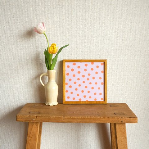「mimosa dot（lilac & orange）」20cm角ポスター