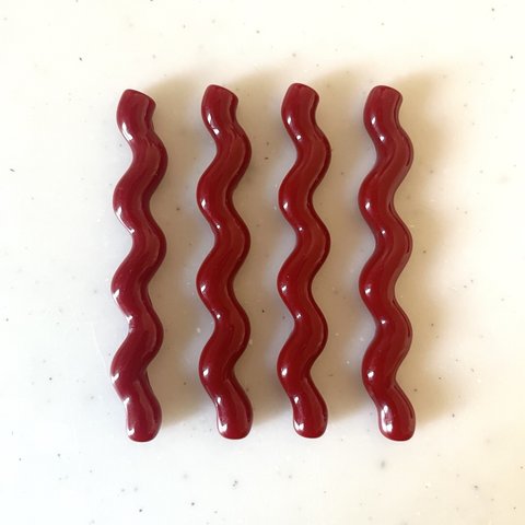 Red Wavy Rectangle Cabochons