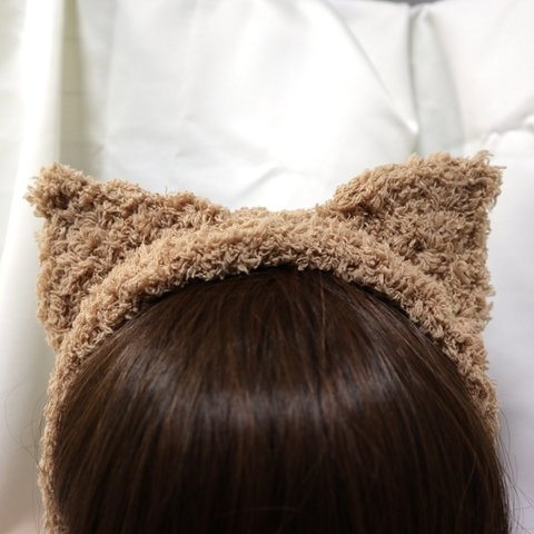 もこもこ猫耳ヘアバンド カフェオレさん