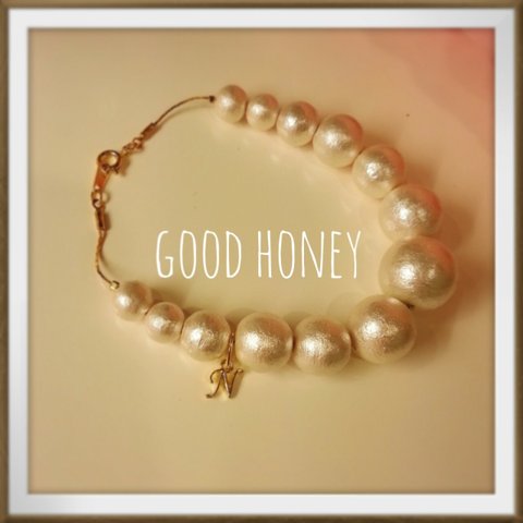 *Cotton pearl initial bracelet* ■送料込み■