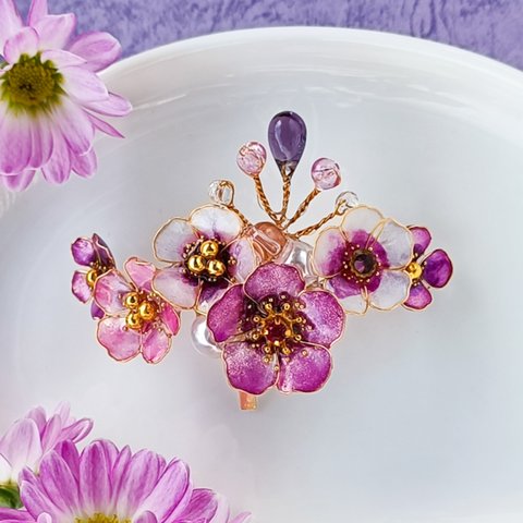 春を告げる花・梅の花 ( 紫・紅・薄紅藤 ・実 ) 　アーチ型　ボニーフック　na-mia