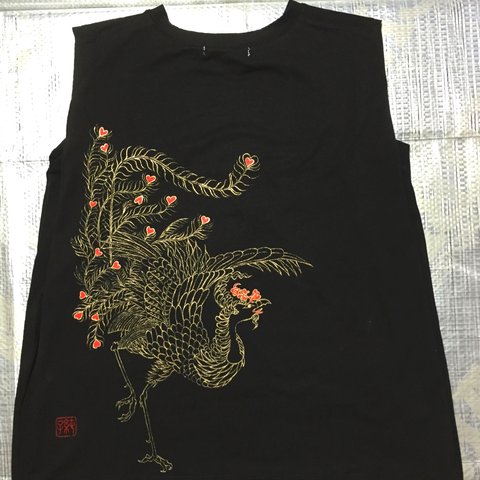 手描きTシャツ若冲風〜鳳凰