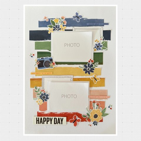 ＊SALE スクラップブッキング  A4サイズ完成品 HAPPY DAY 