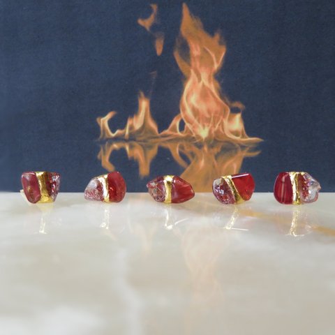 炎舞＊Tibet Andesin×Fire Quartz＊金継ぎピアス／SS〜S size 