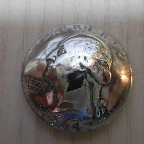 アメリカ　1／４ダラー　ワシントン（裏鷲）　シルバー900　銀製　コインコンチョボタン（ネジ）
