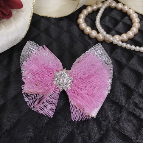 ワンコ用バレッタ♡glossyラメチュール･.｡*･.｡*pink