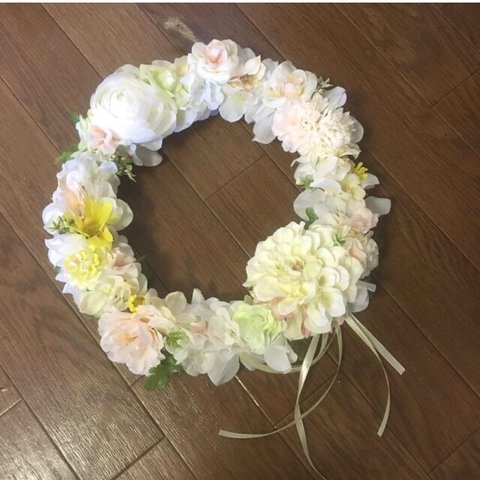 🌸No.1 ハンドメイド　リース　ダリアリュクス　花に囲まれて