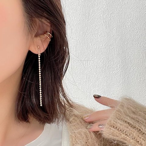 フラットチェーンピアス／イヤリング　ゴールド