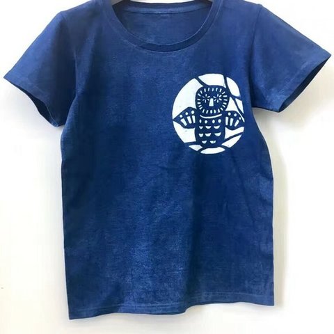 藍染Tシャツ・メンフクロウ