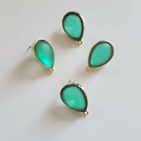 【2pcs green #ls】ドロップ型マットカラーピアス