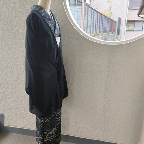 粋☆きものジャケット・スラブニット/ブラック