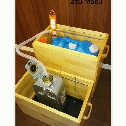 灯油ポリタンク収納ＢＯＸ木製ワゴン　室内用