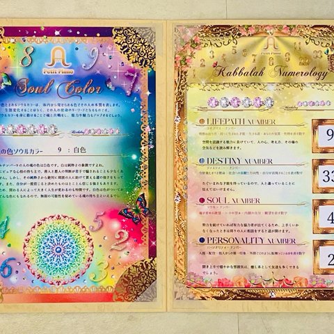 ソウルカラー&カバラ数秘術鑑定書