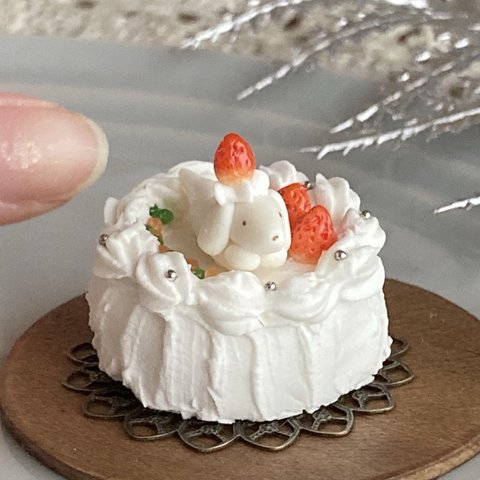 わんこといちご🍓のクリスマスケーキ＊ミニチュア