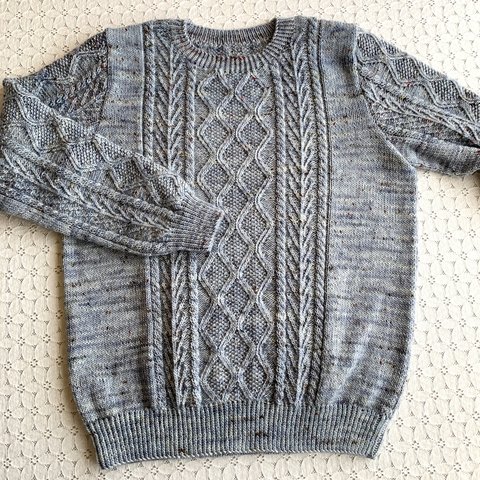 アラン風セーター　手編み
