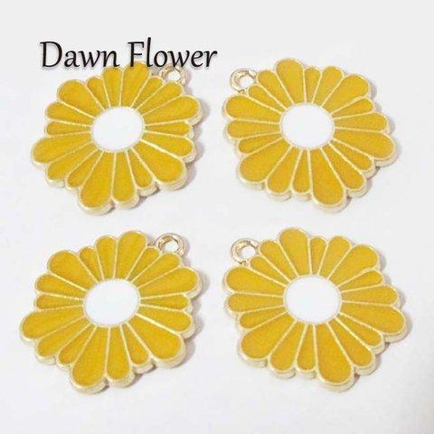 【D-1214】8pcs　花　25×23mm　オレンジ　チャーム　ハンドメイドパーツ