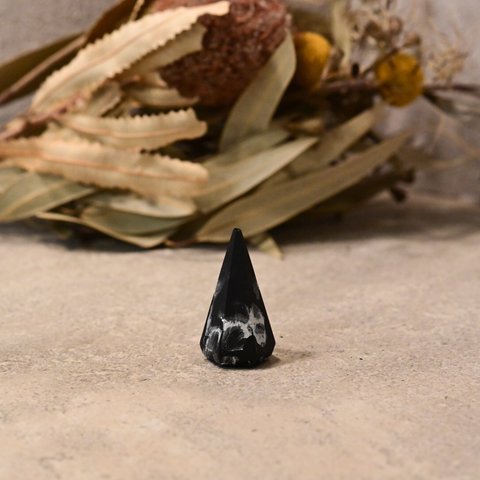 ring stand 《021》hexagon black silver marble