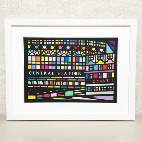 #111- Love letters to Glasgow "Central Station ” Full Colour 2015◇A4（297mm×210mm)◇切絵 ◇貼絵