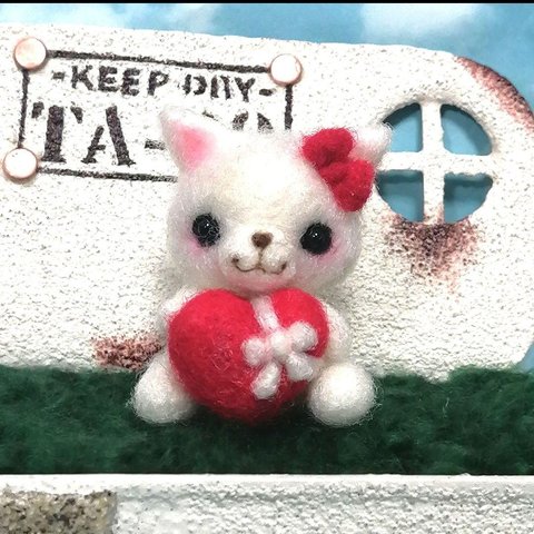 【ご予約品】羊毛フェルト　猫のプレゼント