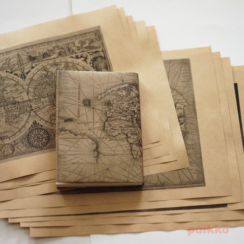 紙製ブックカバー　古地図（10枚セット）