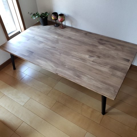 かなり大きなローテーブル~ダイニングテーブル　食卓　無垢材　ウォールナットテーブルアイアン