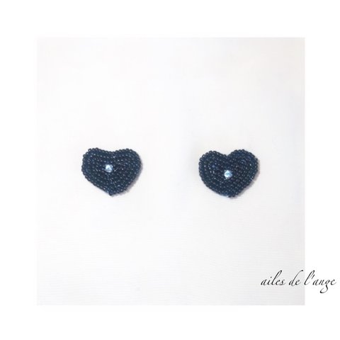 no.826 - beads heart《bk》earring