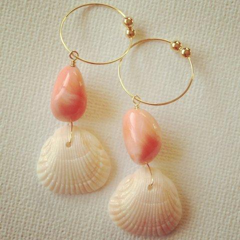 shell＊coral earring