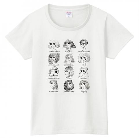 レトロ女子大集合☆３×４＝１２人のイラストＴシャツ