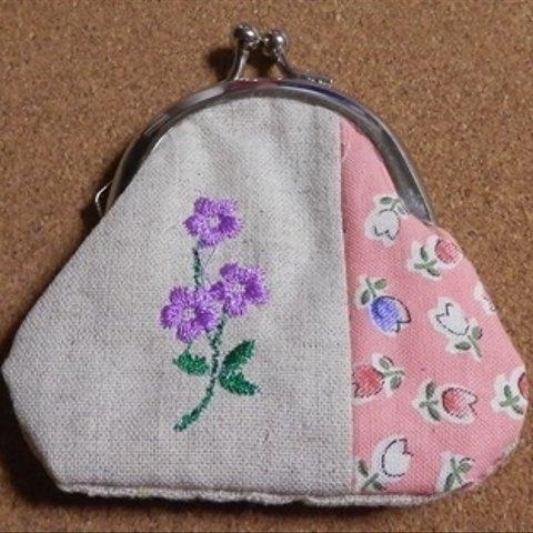 花刺繍のミニがま口-0ｍ001