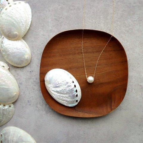 【海のコフレセットE】淡水パールのスライドネックレス ■長小豆チェーン 小さな貝殻