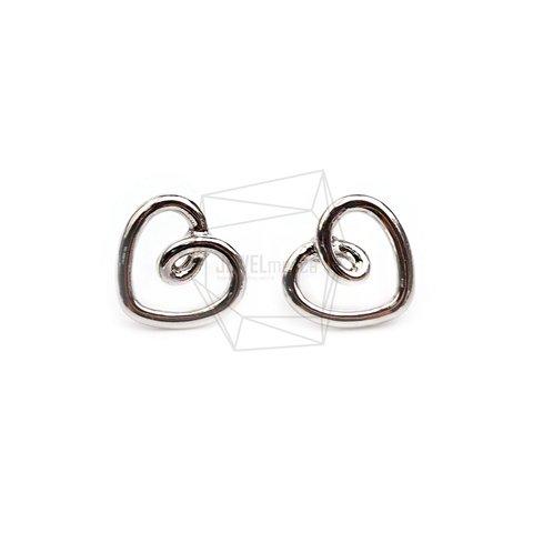 ERG-2450-R【2個入り】ハートピアス/Heart  Ear Post/ 13.6mm x 15mm