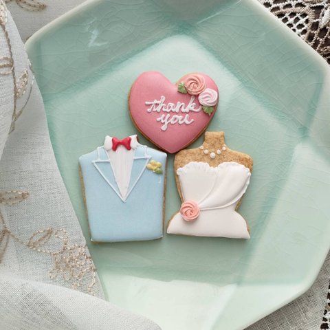 【ご結婚】ウエディングアイシングクッキーセット（3枚）