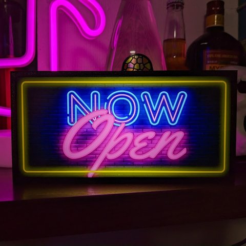 アメリカン雑貨 OPEN NOW オープン 開店 営業中 店舗 ミニチュア サイン ランプ 看板 置物 雑貨 LED ライトBOX 電飾看板 電光看板