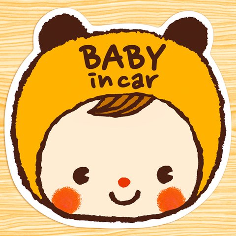 BABY IN CAR マグネットステッカー(YELLOWくまチャン）