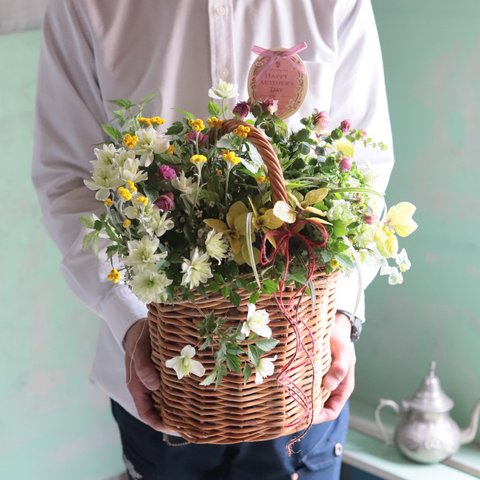 グリーンアイズの垂れる母の日花束植え