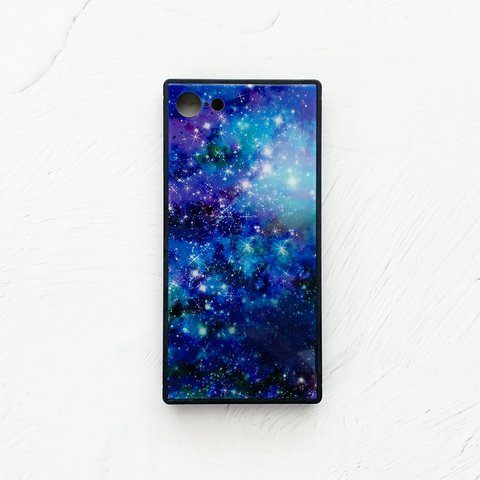 星と銀河の宇宙柄 iPhoneケース TPU スクエア型 強化ガラス /  iPhone13 GALAXY